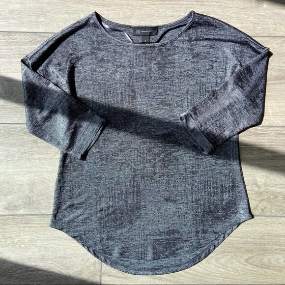 NWOT INC Dolman 3/4 Sleeve  Top Gunmetal foil Print - Picture 5 of 12